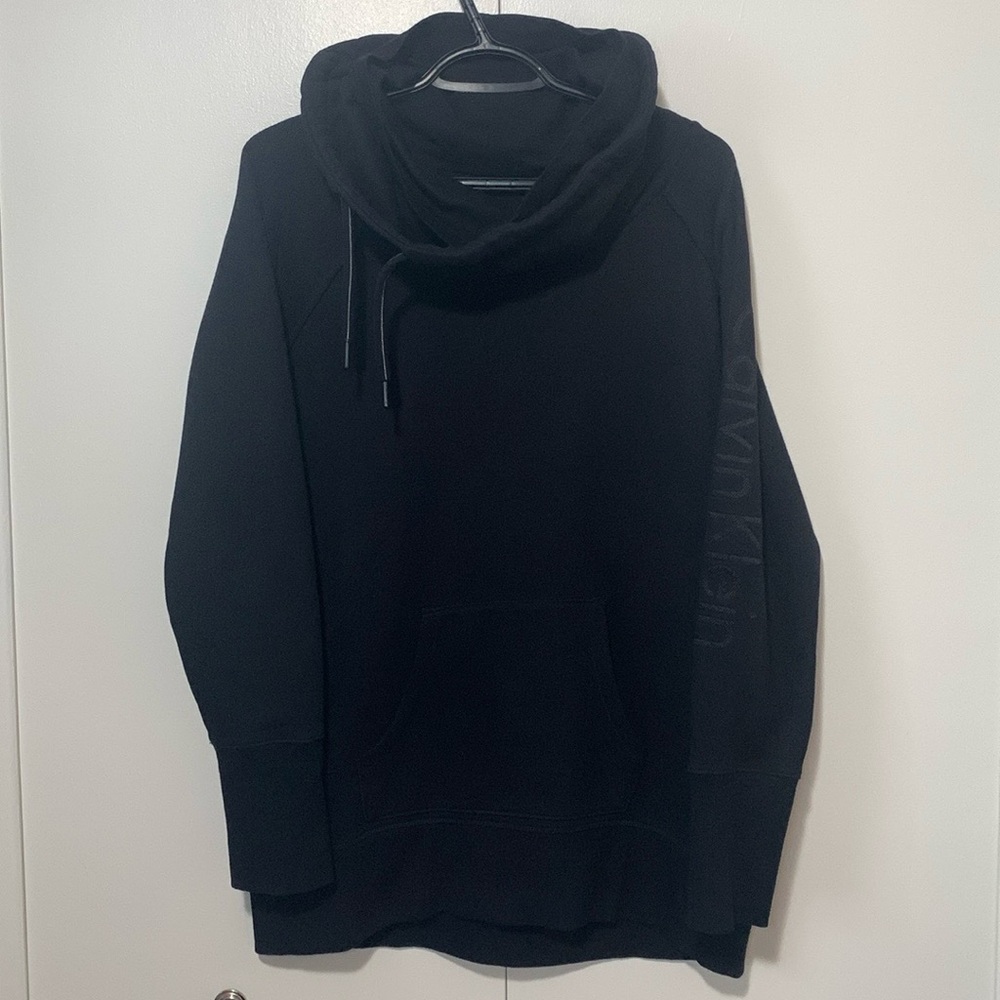 Calvin Klein Performance Black Cowl Neck Hoodie Sweatshirt Size Large